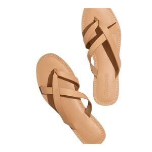 Madewell Boardwalk Leather Thong Flip Flop Sandals Tan 6
